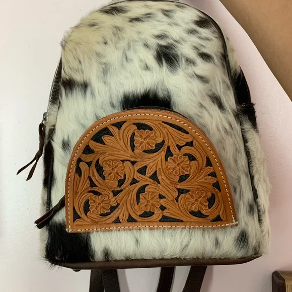 Bags | Black White And Brown Cowhide Backpack Purse | Poshmark display picture 2